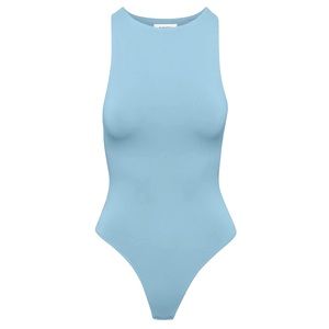 Aritzia Light Blue Sleeveless High-Neck Bodysuit